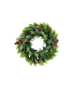 Christmas Pine Wreath With Red Berries 30cm