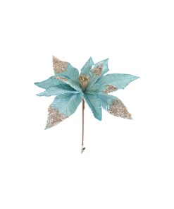 Artificial Poinsettia Flower Blue With Clip 34cm
