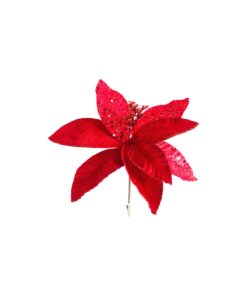 Artificial Poinsettia Flower Red With Clip 30cm