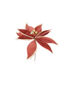 Artificial Poinsettia Flower Red With Clip 30cm