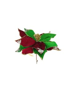Artificial Poinsettia Flower With Clip 32cm