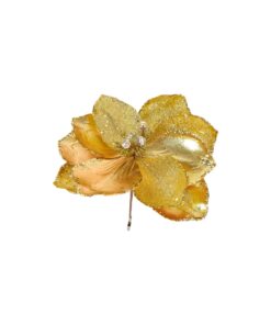 Artificial Poinsettia Flower Champagne Gold With Clip 21cm