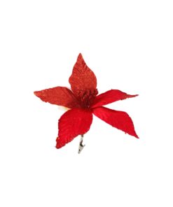 Artificial Poinsettia Flower Red With Clip 20cm
