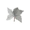 Artificial Poinsettia Flower Silver With Clip 20cm