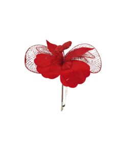 Artificial Butterfly Red With Clip 22cm