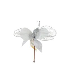 Artificial Butterfly Silver With Clip 22cm