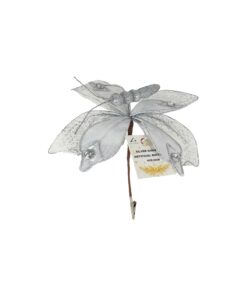 Artificial Butterfly Silver With Clip 30cm