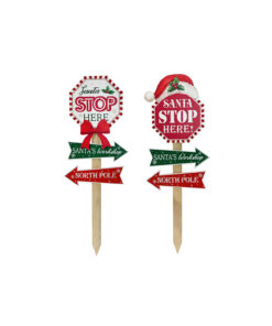 Santa Stop Here Stake Assorted 60cm