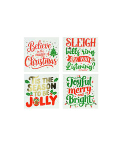 Square Santa Glitter Card Box Assorted
