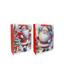 Extra Large Snowy Cute Santa Glitter Giftbag Assorted