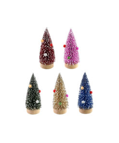 Snowy Bristle Tree With Decor Assorted 11cm