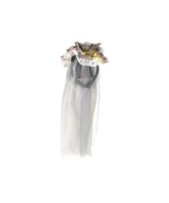 Grey Halloween Skull Headband With Veil