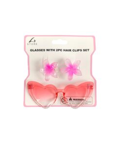 Heart Glasses With 2pc Flower Hair Clips Set Assorted - Image 5