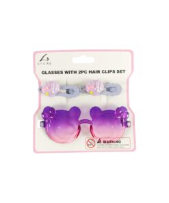 Bear Glasses With 2pc Shell Hair Clips Set Assorted - Image 3