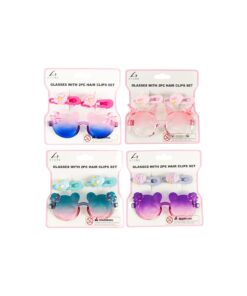 Bear Glasses With 2pc Shell Hair Clips Set Assorted
