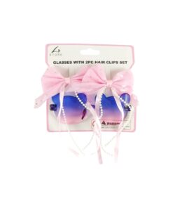Bear Glasses With 2pc Bow Hair Clips Set Assorted