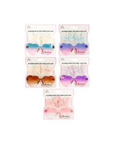 Heart Glasses With 2pc Butterfly Hair Clips Set Assorted