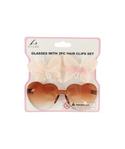 Heart Glasses With 2pc Butterfly Hair Clips Set Assorted - Image 5
