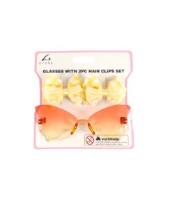 Butterfly Glasses With 2pc Bow Hair Clips Set Assorted - Image 3
