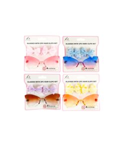 Butterfly Glasses With 2pc Bow Hair Clips Set Assorted