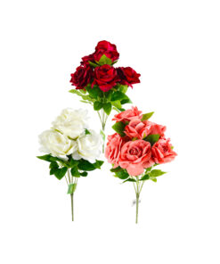 Multi color Artificial Rose 9 Heads 48cm Assorted