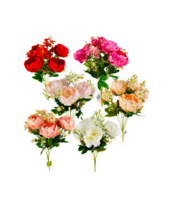 Multi color Artificial Peony 9 Heads 47cm Assorted