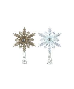 Champagne & White Snowflake Tree Topper Assorted 15x3cm