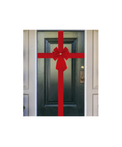 christmas door decoration red ribbon