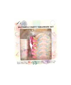 Pink Butterfly Party Tableware Set 53pc