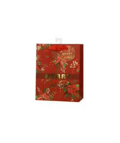 Red Poinsettia Gift Bag L 26x32x12cm